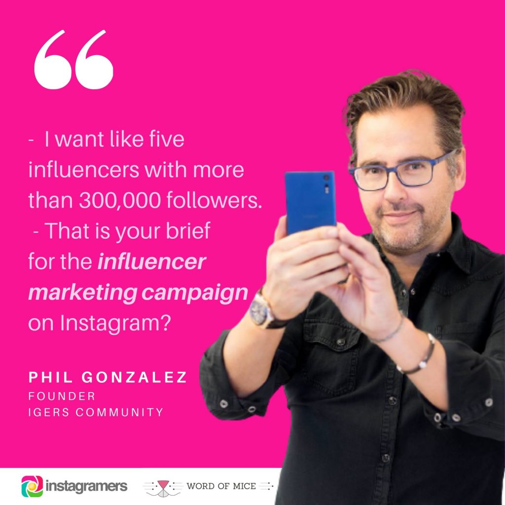 Brief Instagram influencers marketing campaign Phil Gonzalez 